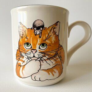 Vintage Cat with Mouse on Head Mug Arthur Wood Cute Animal Cup England